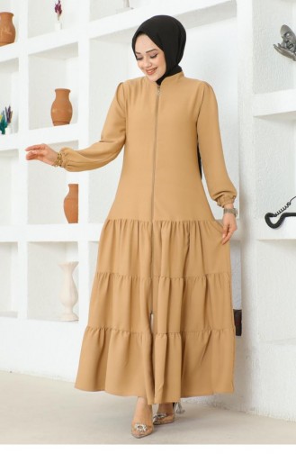 0031Sgs Jessica Crepe Abaya With Layered Skirt Mink 16882