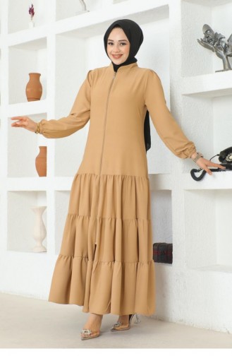 0031Sgs Jessica Crepe Abaya With Layered Skirt Mink 16882