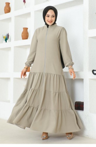 عباية كريب سادة للمحجبات  0031-05 رمادي فاتح 0031-05