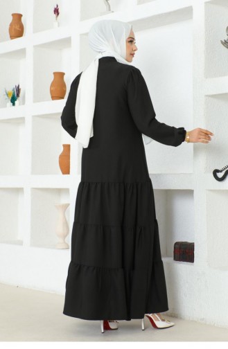 0031Sgs Jessica Crepe Abaya With Layered Skirt Black 16884