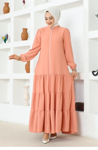 0031Sgs Jessica Crepe Abaya With Layered Skirt Powder 16885