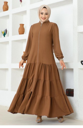 0031Sgs Jessica Crepe Abaya Mit Lagenrock Braun 16886