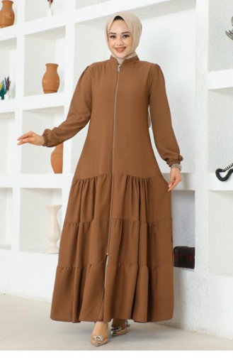 عباية كريب سادة للمحجبات  0031-02 بني 0031-02