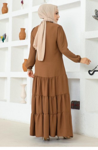 0031Sgs Jessica Crêpe Abaya Met Gelaagde Rok Bruin 16886