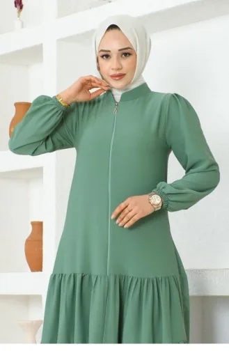 Jessica Crepe Abaya With Layered Skirt 0031-01 Green 0031-01
