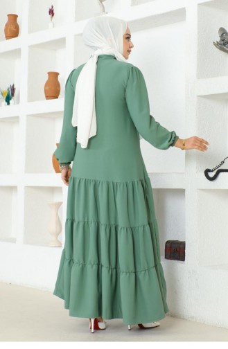 0031Sgs Jessica Crepe Abaya Mit Lagenrock Grün 16887