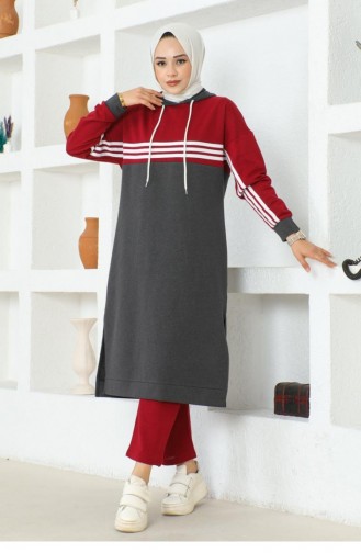 2077Mg Striped Slit Sports Suit Anthracite 16890