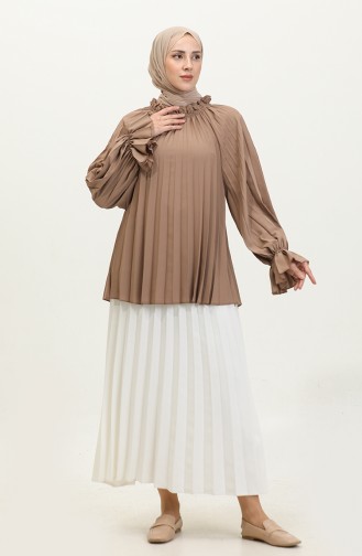 Pleated Blouse Mink G1258 996