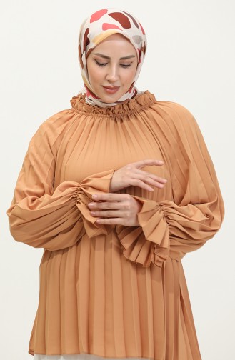 Pleated Blouse Brown G1258 997