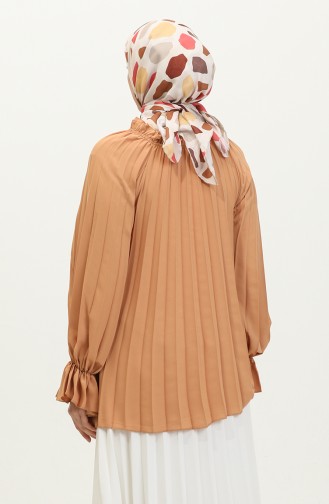 Pleated Blouse Brown G1258 997