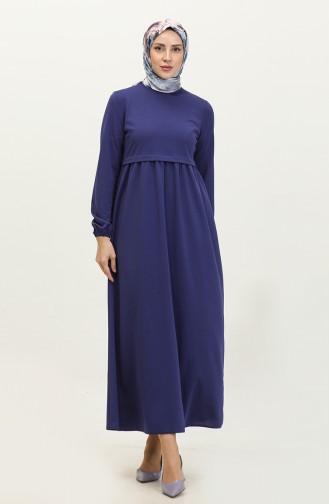 Elastic Sleeve Shirred Waist Dress1087-01 Saxe 1087-01