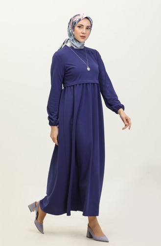 فستان سادة للمحجبات 1087-01 أزرق ملكي  1087-01
