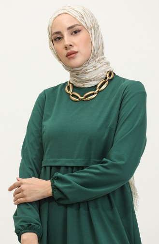 فستان سادة للمحجبات 1087-04 أخضر زمردي  1087-04