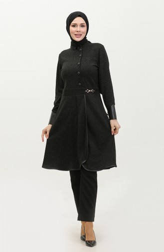 Tunique D`hiver Détaillée Avec Boucle De Taille Noire T1521 725