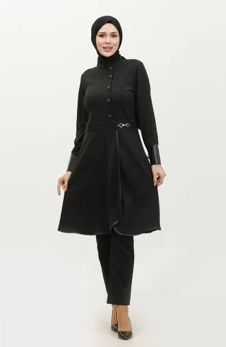 Tunique D`hiver Détaillée Avec Boucle De Taille Noire T1521 725
