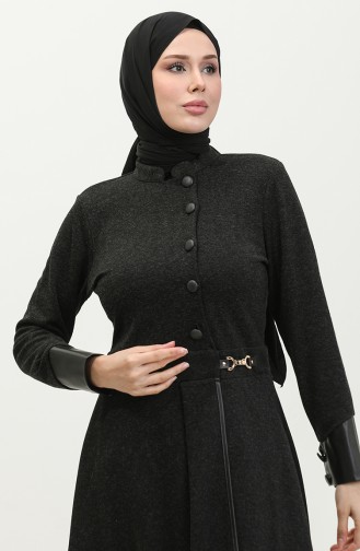 Tunique D`hiver Détaillée Avec Boucle De Taille Noire T1521 725