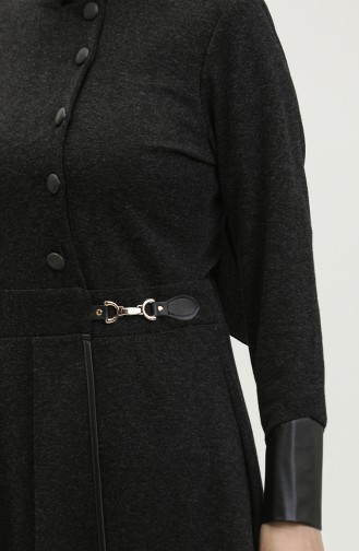 Tunique D`hiver Détaillée Avec Boucle De Taille Noire T1521 725
