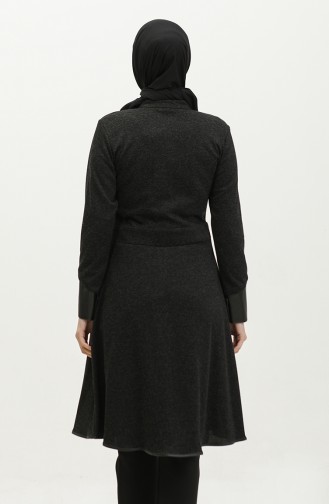 Tunique D`hiver Détaillée Avec Boucle De Taille Noire T1521 725
