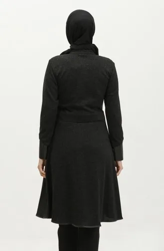 Tunique D`hiver Détaillée Avec Boucle De Taille Noire T1521 725