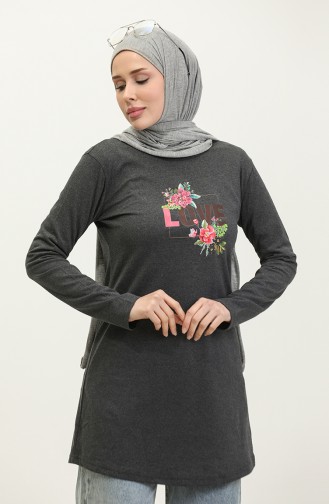 Casual Bedrukte Tuniek 1041-02 Antraciet 1041-02