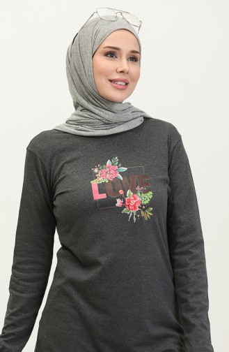 Casual Bedrukte Tuniek 1041-02 Antraciet 1041-02