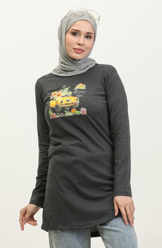 Casual Bedrukte Tuniek 1042-04 Antraciet 1042-04