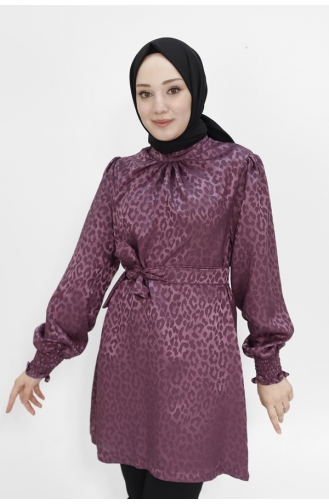 Jacquard Patterned Jessica Fabric Hijab Tunic 2404-03 Plum 2404-03