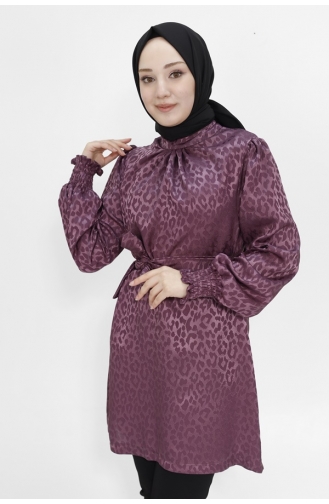 Jacquard Patterned Jessica Fabric Hijab Tunic 2404-03 Plum 2404-03