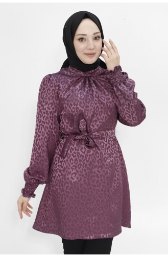 تونيك للحجاب بتصميم مُطبع من قماش جيسيكا 2404-03 لون أرجواني 2404-03