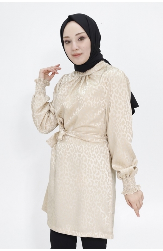 تونيك للحجاب بتصميم مُطبع من قماش جيسيكا 2404-04 لون حجري 2404-04