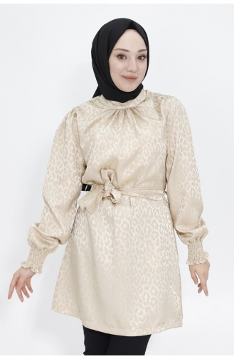 Jacquardpatroon Jessica Fabric Hijab Tuniek 2404-04 Stone 2404-04