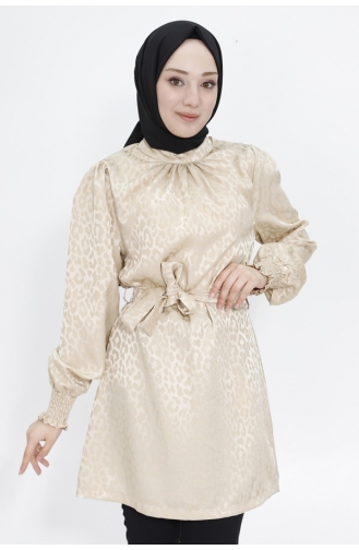 Jacquard Patterned Jessica Fabric Hijab Tunic 2404-04 Stone 2404-04
