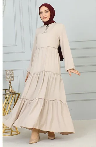 0229Sgs Robe Détaillée à Pompons Vison 6266