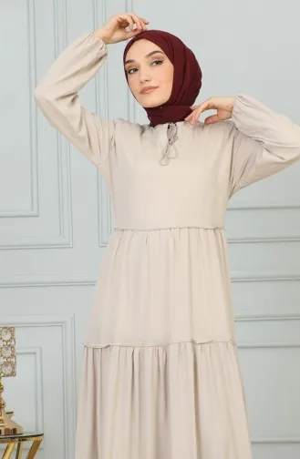 0229Sgs Robe Détaillée à Pompons Vison 6266