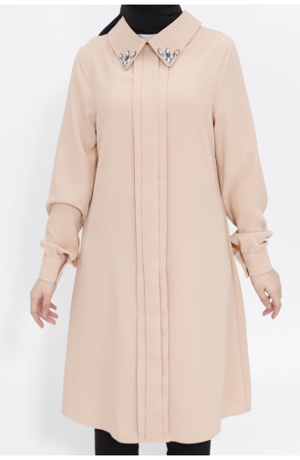 Hijabtuniek Van Crêpestof Met Stenen Kraag 2407-04 Stone 2407-04