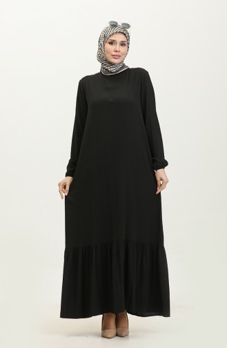 Crepe Fabric Skirt Shirred Dress 2088-02 Black 2088-02