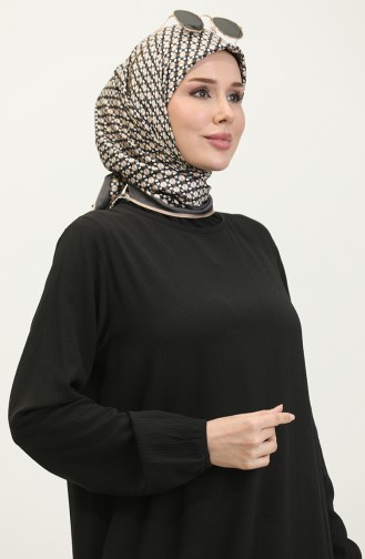 Bürümcük Stoffrock Gerafftes Kleid 2088-02 Schwarz 2088-02