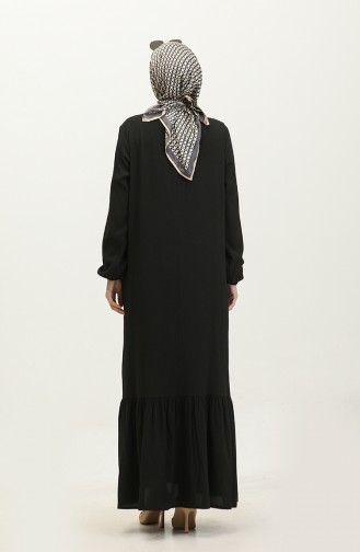 Crepe Fabric Skirt Shirred Dress 2088-02 Black 2088-02