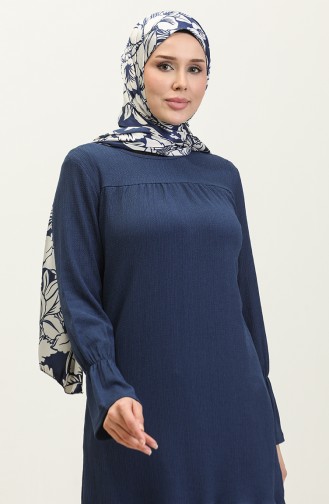 Bürümcük Kumaş Etek Ucu Büzgülü Tunik 0404DA-02 Lacivert
