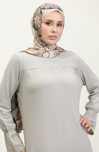 Shirred Hem Fabric Tunic 0404DA-05 Gray 0404DA-05