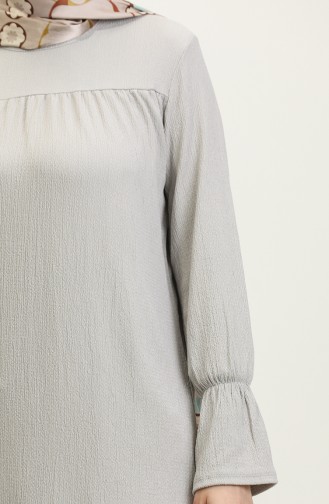 Shirred Hem Fabric Tunic 0404DA-05 Gray 0404DA-05