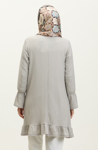 Shirred Hem Fabric Tunic 0404DA-05 Gray 0404DA-05
