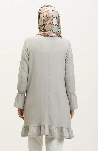 Bürümcük Tunika Aus Stoff Mit Gerafftem Saum 0404DA-05 Grau 0404DA-05
