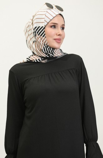 Shirred Hem Fabric Tunic 0404da-07 Black 0404DA-07