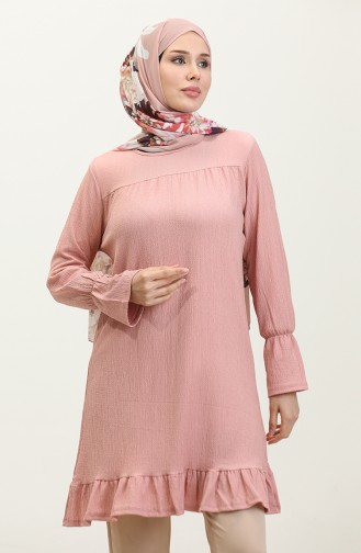 Shirred Hem Fabric Tunic 0404da-08 Dusty Rose 0404DA-08
