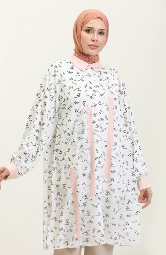 Patterned Plus Size Tunic Powder T1614 1004