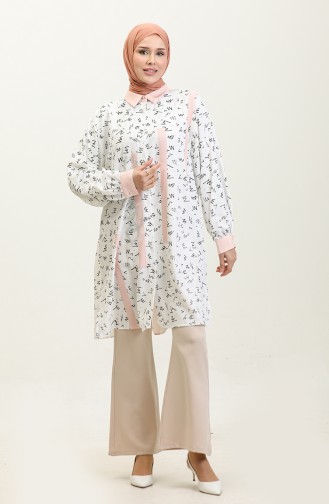 Patterned Plus Size Tunic Powder T1614 1004