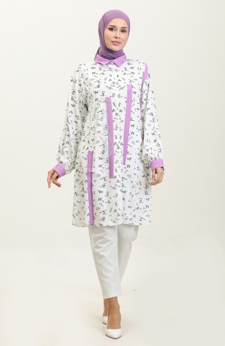 Patterned Plus Size Tunic Lilac T1614 1006