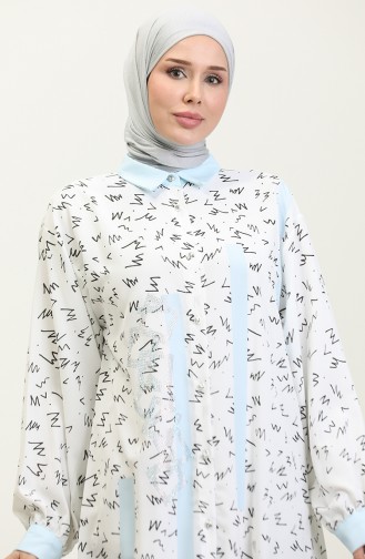 Tunique Grande Taille à Motifs Bleu Bébé T1614 1007