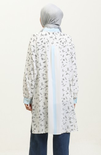 Tunique Grande Taille à Motifs Bleu Bébé T1614 1007